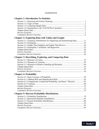 Solution Manual for Elementary Statistics Using the TI-83/84 Plus Calculator, 5th Edition - Page 3 preview image