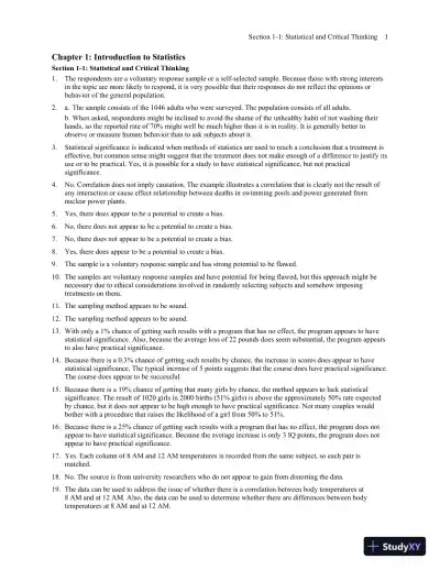 Solution Manual for Elementary Statistics Using the TI-83/84 Plus Calculator, 5th Edition - Page 6 preview image
