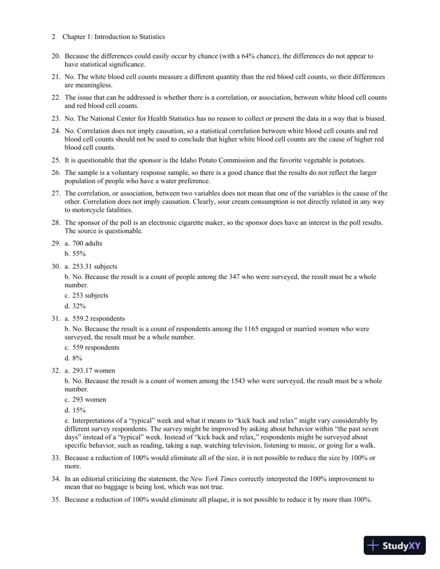Solution Manual for Elementary Statistics Using the TI-83/84 Plus Calculator, 5th Edition, page 7
