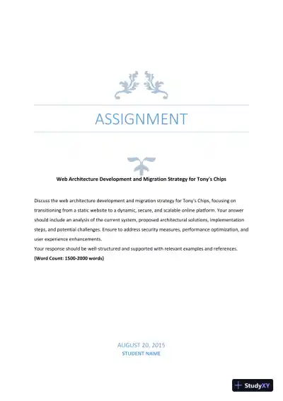 Web Architecture Development and Migration Strategy for Tony's Chips - Page 1 preview image