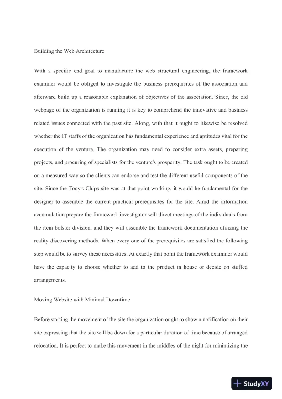 Web Architecture Development and Migration Strategy for Tony's Chips, page 3