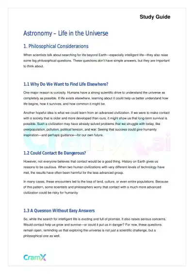 Astronomy - Life in the Universe - Page 1 preview image