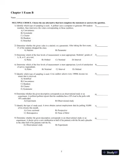 Test Bank for Elementary Statistics Using the TI-83/84 Plus Calculator, 5th Edition - Page 9 preview image