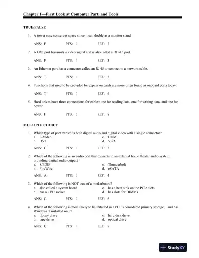 Test Bank For A+ Guide To Managing And Maintaining Your Pc, 8th Edition - Page 1 preview image