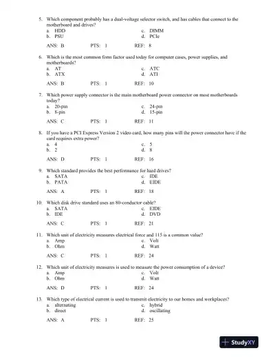 Test Bank For A+ Guide To Managing And Maintaining Your Pc, 8th Edition - Page 3 preview image