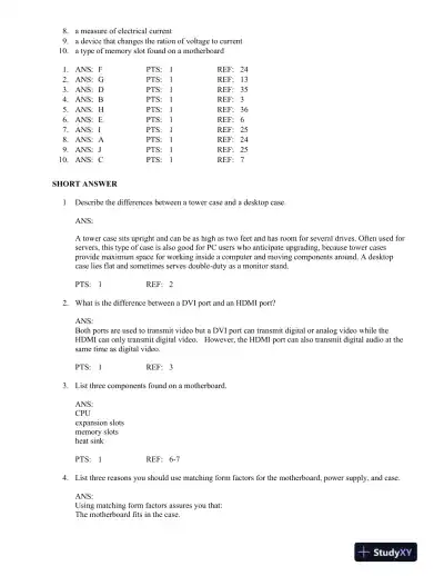 Test Bank For A+ Guide To Managing And Maintaining Your Pc, 8th Edition - Page 6 preview image