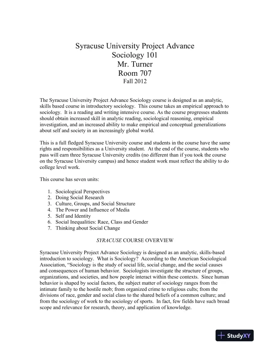 Advance Sociology 101 Syracuse University Project, page 3
