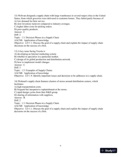Test Bank for Supply Chain Management: Strategy, Planning, and Operation, 7th Edition - Page 11 preview image