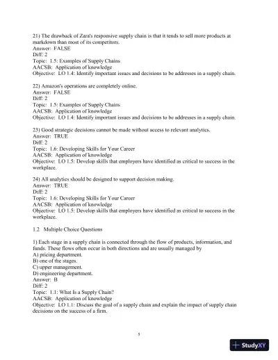 Test Bank for Supply Chain Management: Strategy, Planning, and Operation, 7th Edition - Page 7 preview image