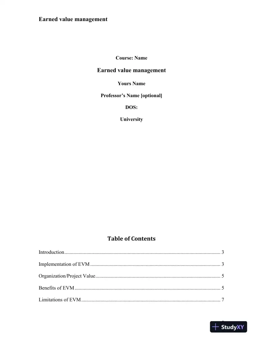An In-Depth Analysis of Earned Value Management (EVM) in Project Management, page 3