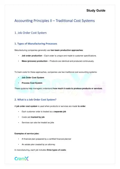 Accounting Principles II – Traditional Cost Systems - Page 1 preview image