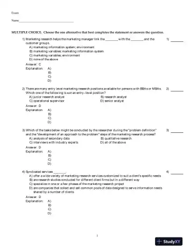 Marketing Research (Arab World Editions): An Applied Orientation, Arab World Editions Test Bank - Page 1 preview image