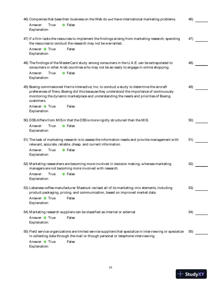 Marketing Research (Arab World Editions): An Applied Orientation, Arab World Editions Test Bank, page 11