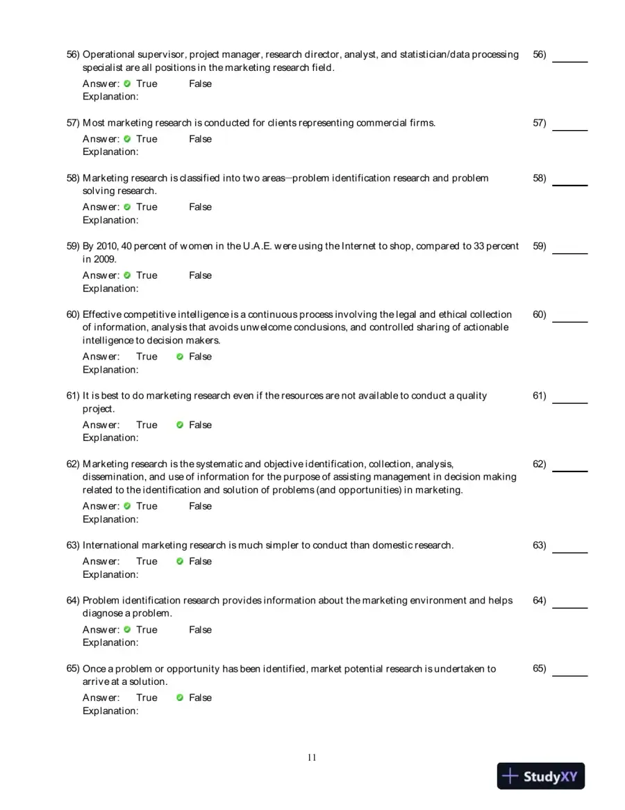 Marketing Research (Arab World Editions): An Applied Orientation, Arab World Editions Test Bank, page 12