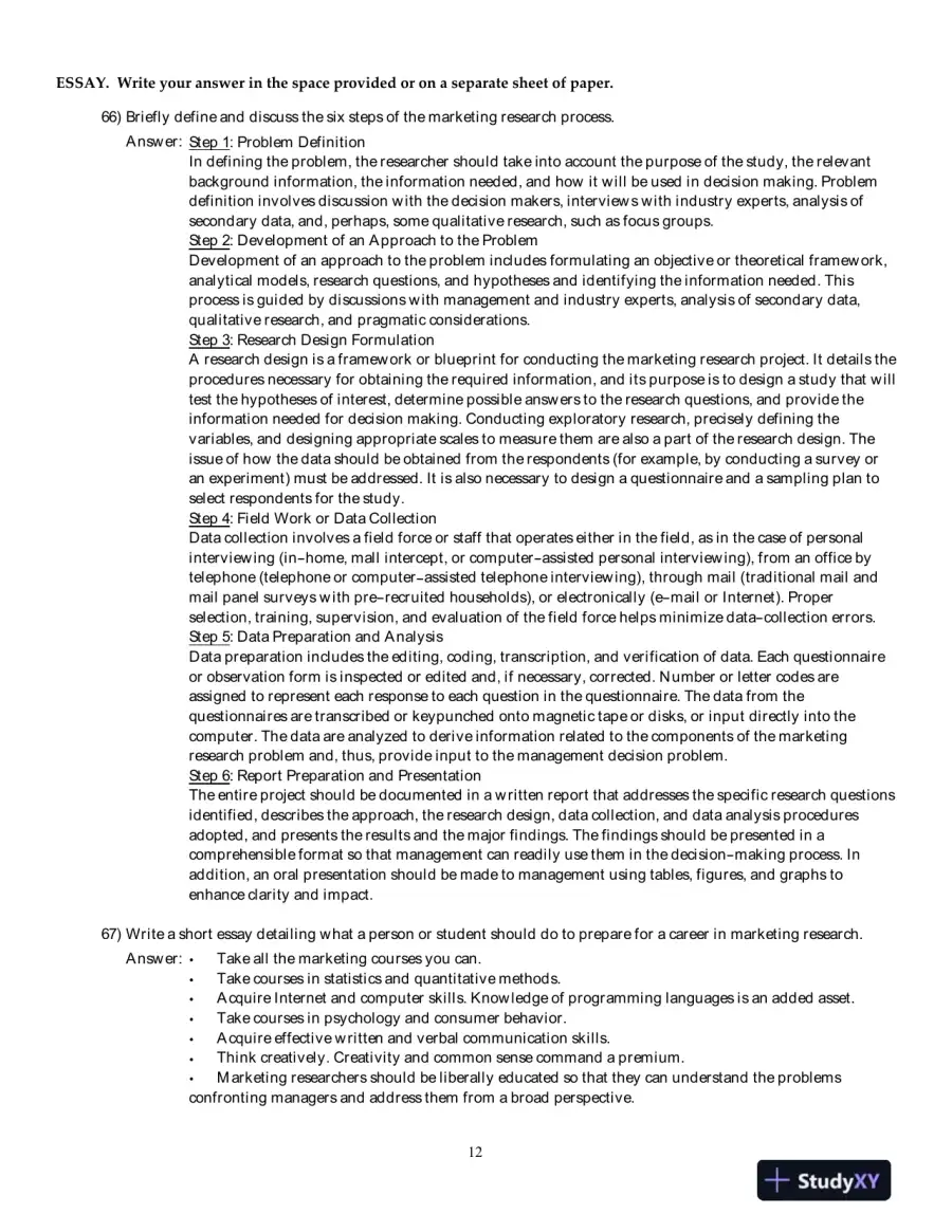 Marketing Research (Arab World Editions): An Applied Orientation, Arab World Editions Test Bank, page 13