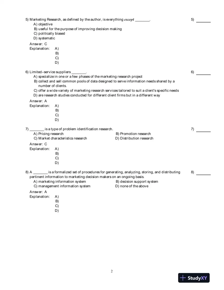 Marketing Research (Arab World Editions): An Applied Orientation, Arab World Editions Test Bank, page 3