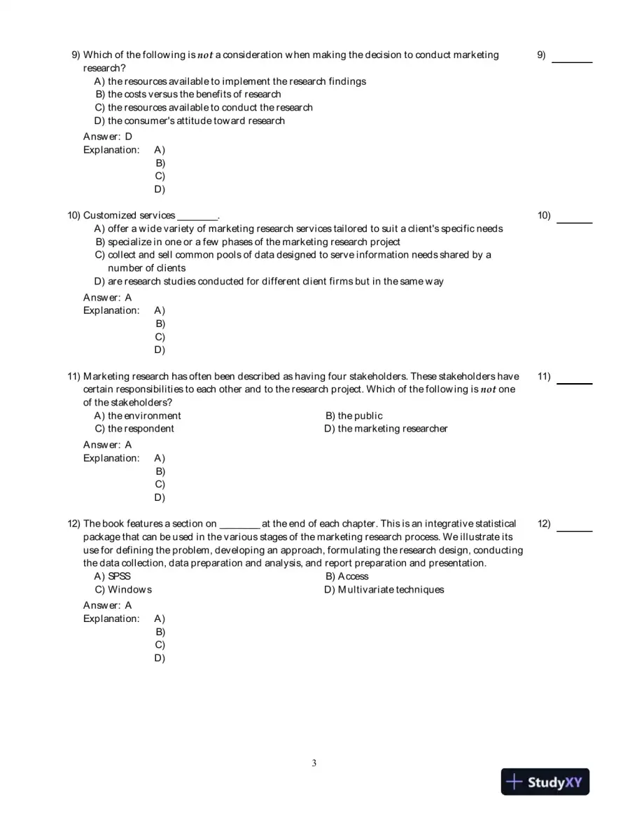 Marketing Research (Arab World Editions): An Applied Orientation, Arab World Editions Test Bank, page 4