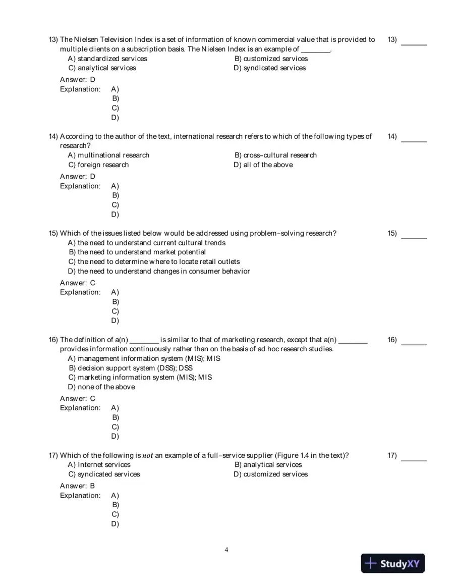 Marketing Research (Arab World Editions): An Applied Orientation, Arab World Editions Test Bank, page 5