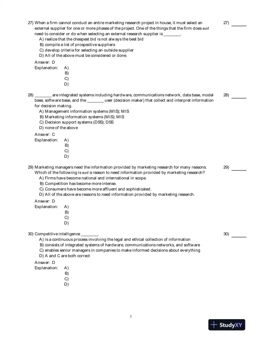 Marketing Research (Arab World Editions): An Applied Orientation, Arab World Editions Test Bank, page 8