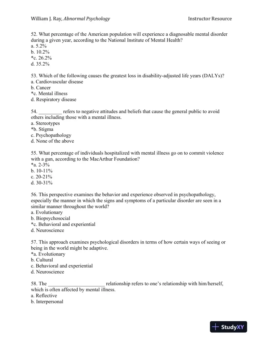 Abnormal Psychology: Neuroscience Perspectives on Human Behavior and Experience 1st Edition Test Bank, page 10