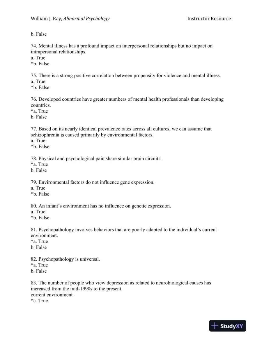 Abnormal Psychology: Neuroscience Perspectives on Human Behavior and Experience 1st Edition Test Bank, page 13