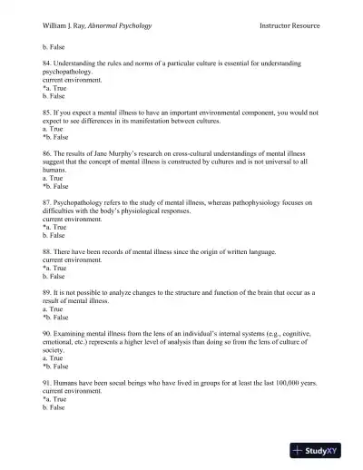 Abnormal Psychology: Neuroscience Perspectives on Human Behavior and Experience 1st Edition Test Bank - Page 14 preview image