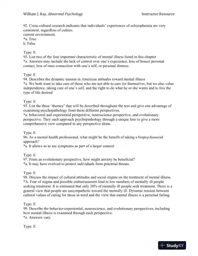 Abnormal Psychology: Neuroscience Perspectives on Human Behavior and Experience 1st Edition Test Bank - Page 15 preview image