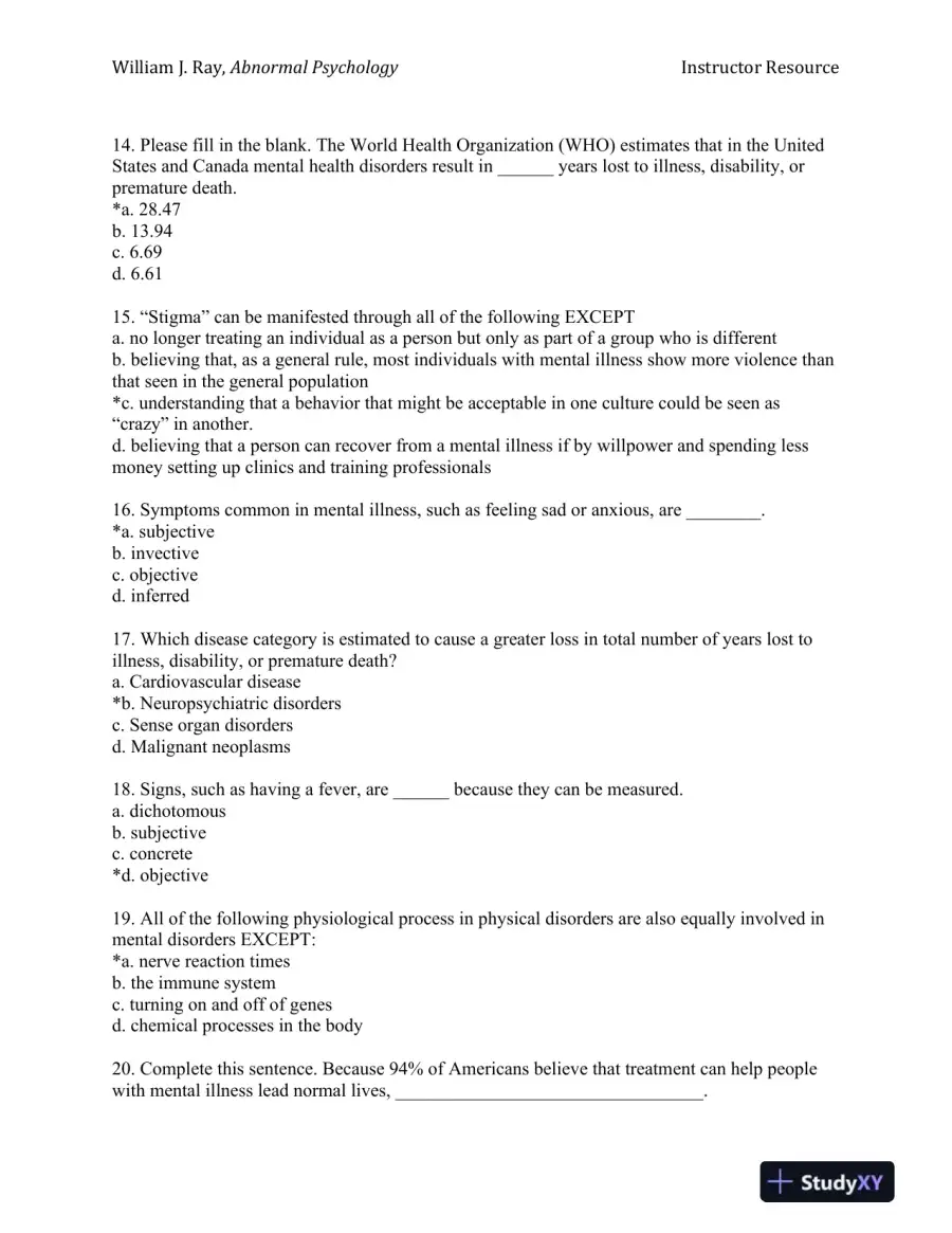 Abnormal Psychology: Neuroscience Perspectives on Human Behavior and Experience 1st Edition Test Bank, page 4