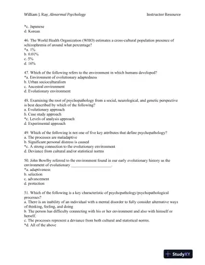 Abnormal Psychology: Neuroscience Perspectives on Human Behavior and Experience 1st Edition Test Bank - Page 9 preview image