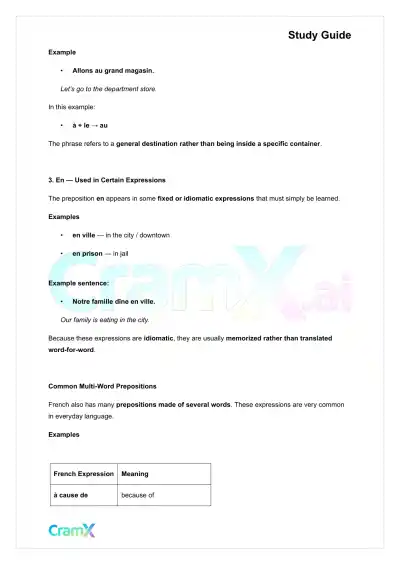 French I - Prepositions - Page 2 preview image
