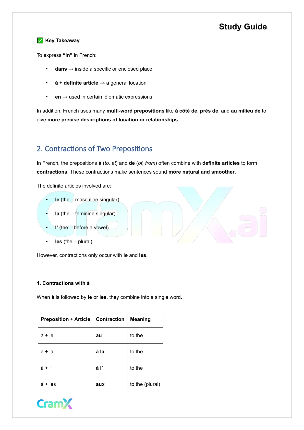 French I - Prepositions - Page 4 preview image