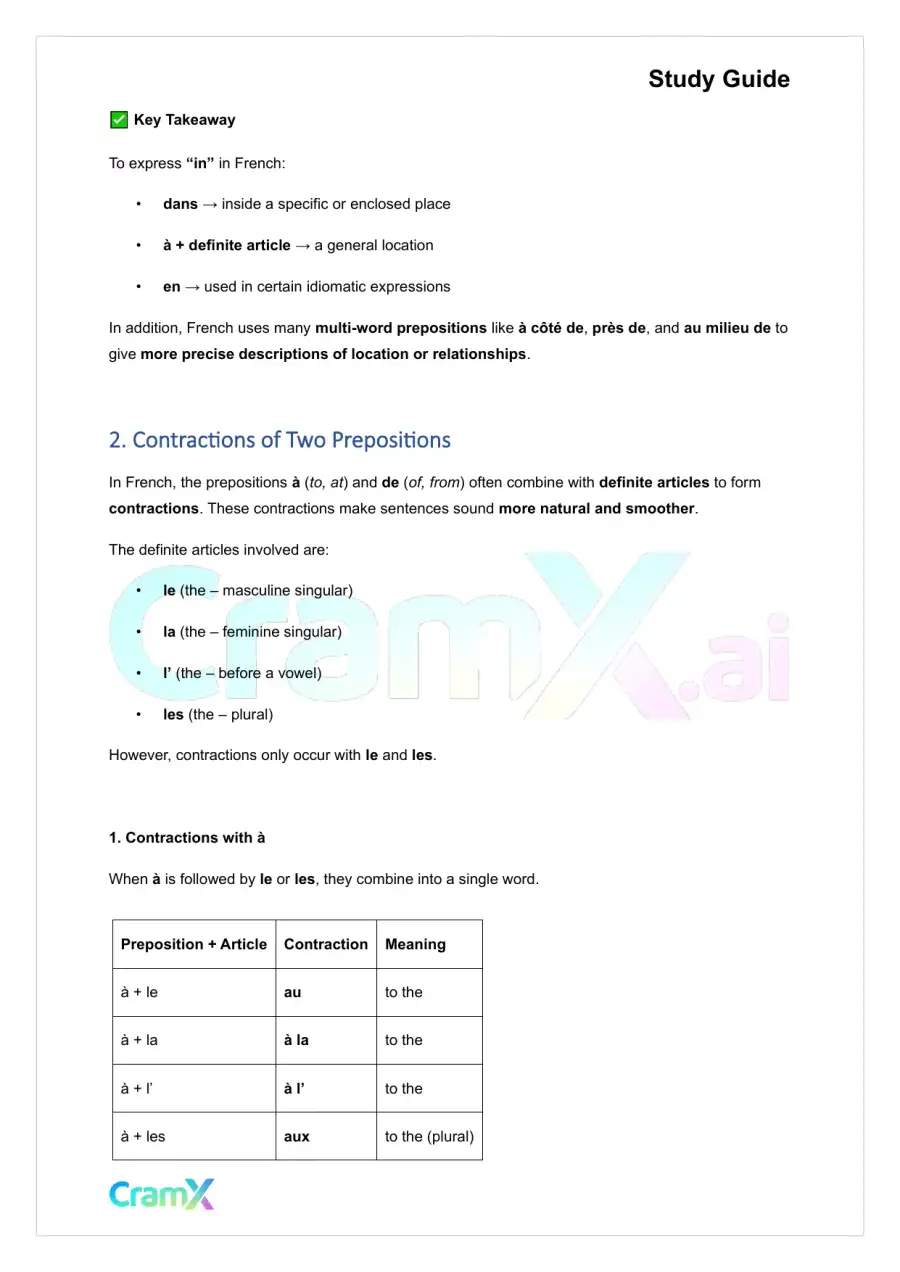 French I - Prepositions, page 4