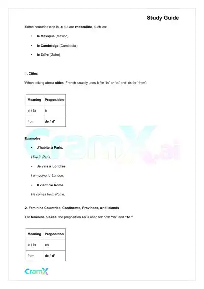 French I - Prepositions - Page 7 preview image