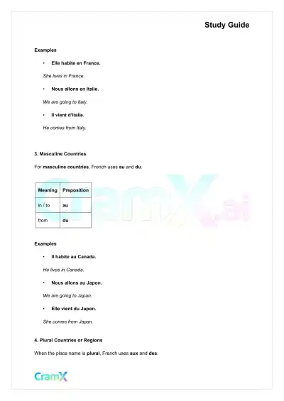 French I - Prepositions - Page 8 preview image