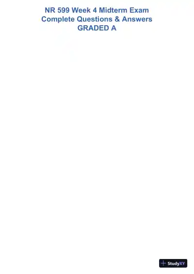 2023 NR599 MIS Midterm Exam Week 4 With Answers (85 Solved Questions) - Page 1 preview image