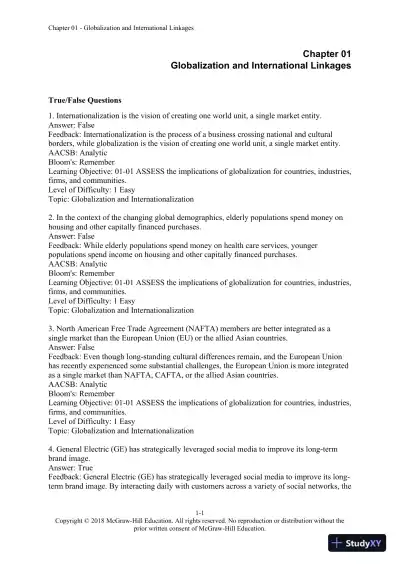 International Management: Culture, Strategy, and Behavior, 10th Edition Test Bank - Page 1 preview image