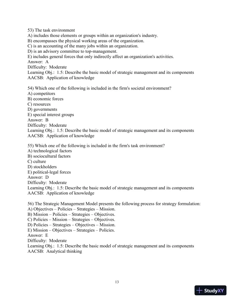 Test Bank for Concepts in Strategic Management and Business Policy: Globalization, Innovation and Sustainability, 15th Edition, page 14