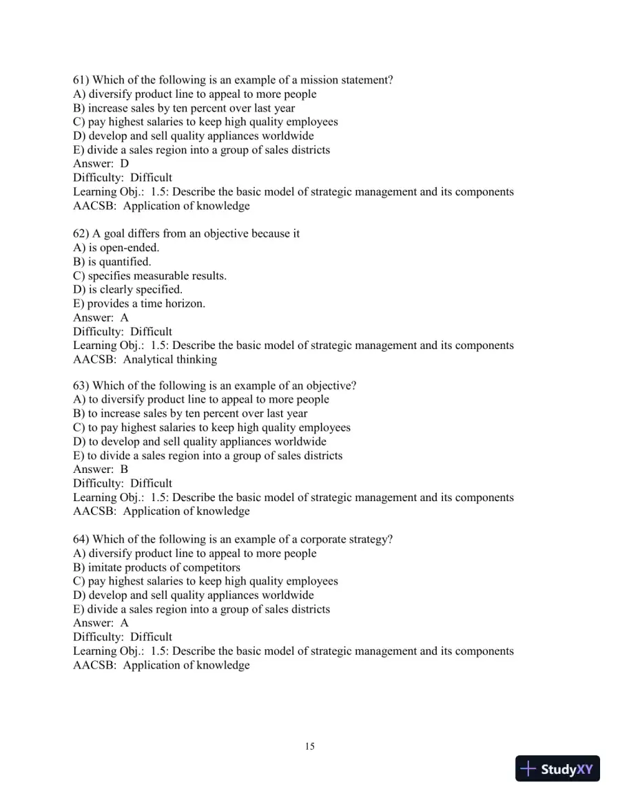 Test Bank for Concepts in Strategic Management and Business Policy: Globalization, Innovation and Sustainability, 15th Edition, page 16