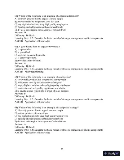 Test Bank for Concepts in Strategic Management and Business Policy: Globalization, Innovation and Sustainability, 15th Edition - Page 16 preview image