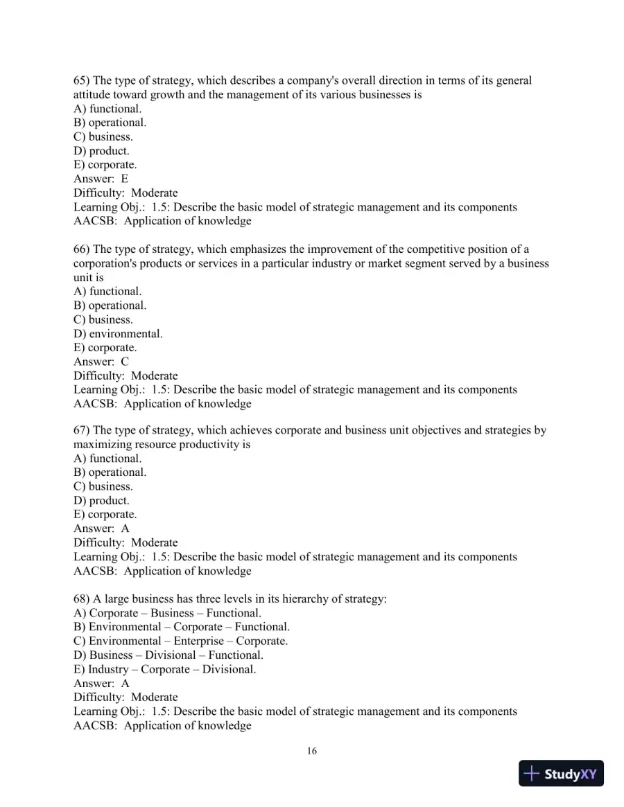 Test Bank for Concepts in Strategic Management and Business Policy: Globalization, Innovation and Sustainability, 15th Edition, page 17