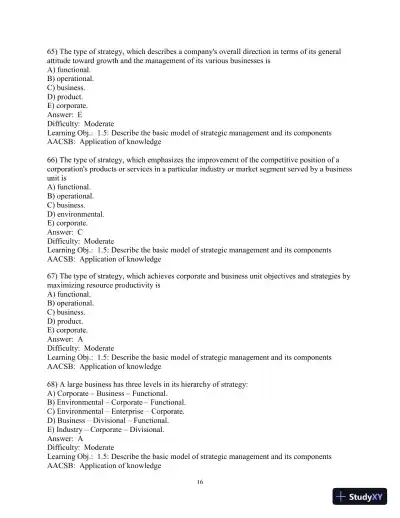 Test Bank for Concepts in Strategic Management and Business Policy: Globalization, Innovation and Sustainability, 15th Edition - Page 17 preview image