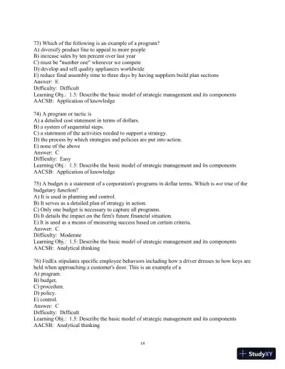 Test Bank for Concepts in Strategic Management and Business Policy: Globalization, Innovation and Sustainability, 15th Edition - Page 19 preview image