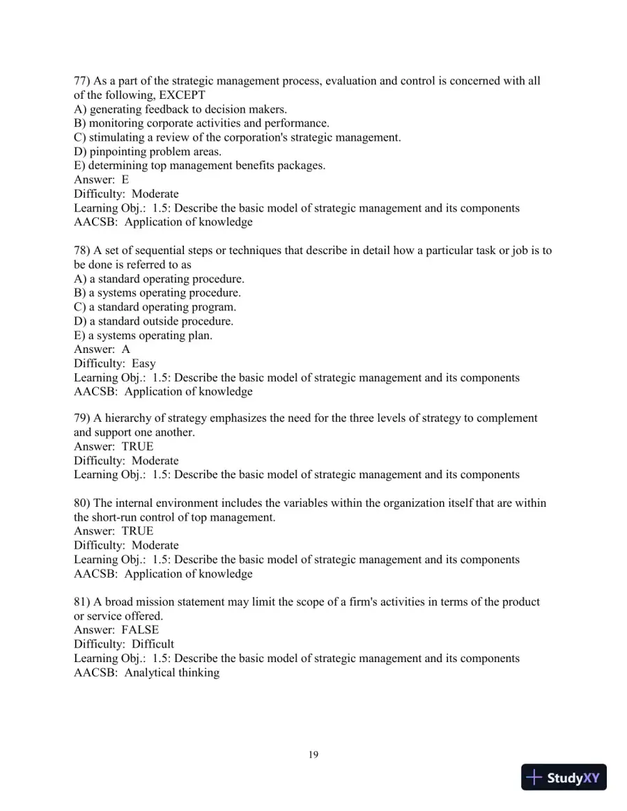 Test Bank for Concepts in Strategic Management and Business Policy: Globalization, Innovation and Sustainability, 15th Edition, page 20