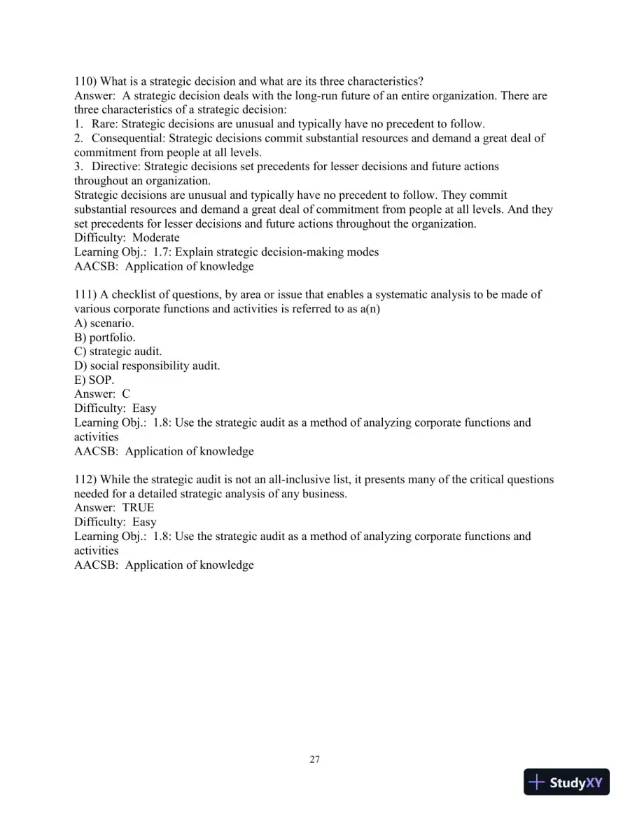 Test Bank for Concepts in Strategic Management and Business Policy: Globalization, Innovation and Sustainability, 15th Edition, page 28