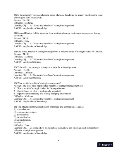 Test Bank for Concepts in Strategic Management and Business Policy: Globalization, Innovation and Sustainability, 15th Edition - Page 5 preview image