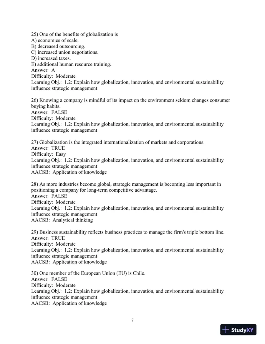 Test Bank for Concepts in Strategic Management and Business Policy: Globalization, Innovation and Sustainability, 15th Edition, page 8