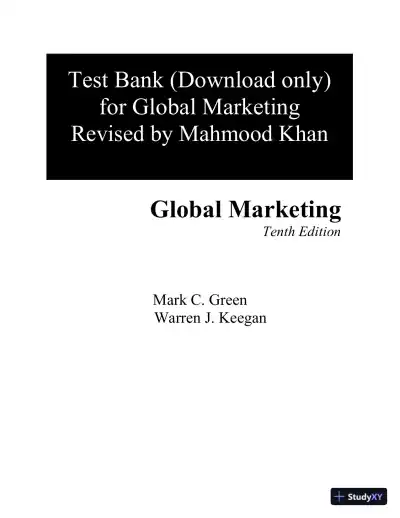 Test Bank for Global Marketing , 10th Edition - Page 1 preview image