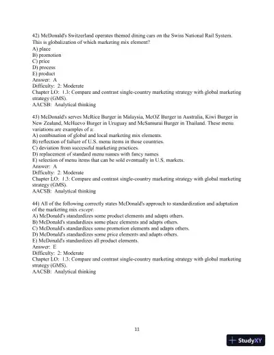 Test Bank for Global Marketing , 10th Edition - Page 13 preview image