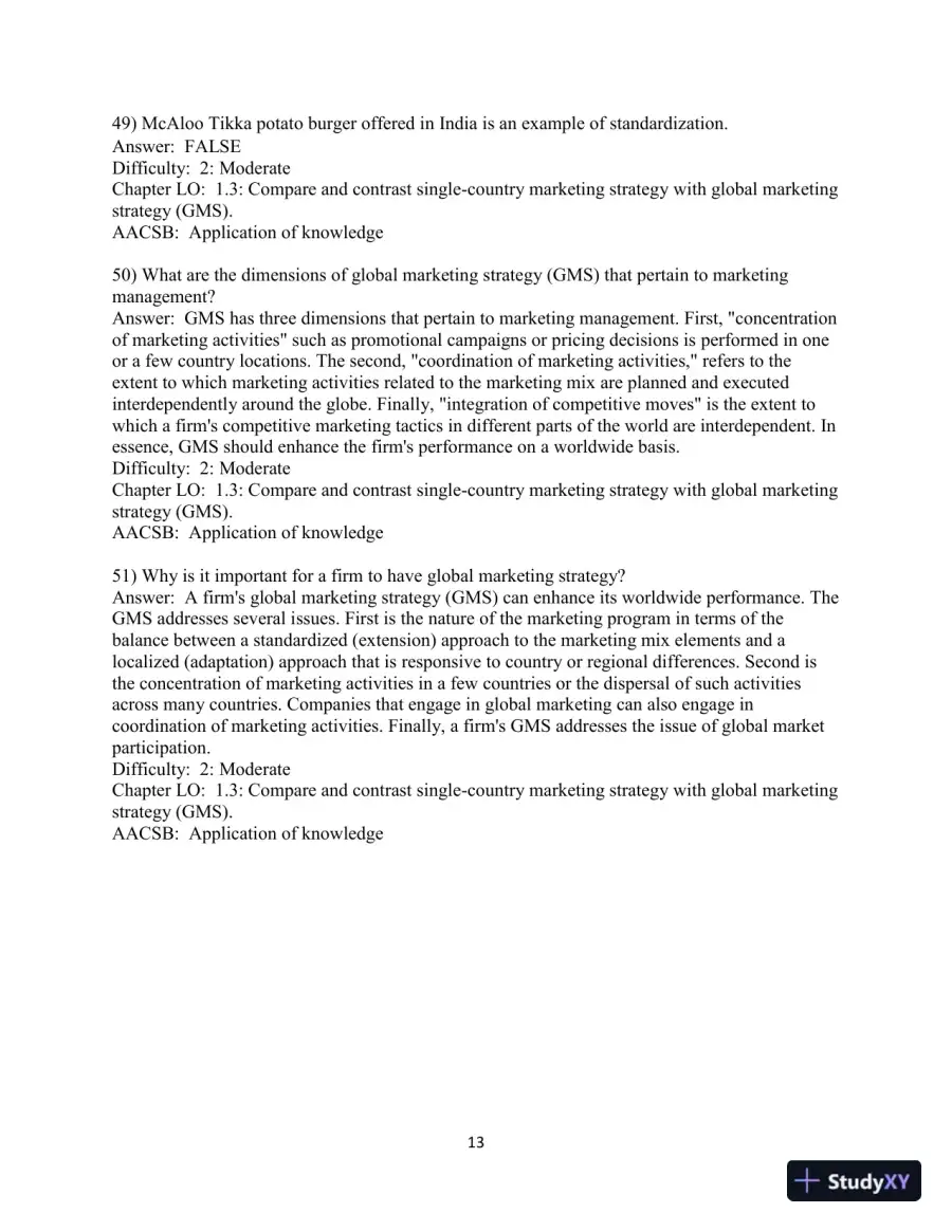 Test Bank for Global Marketing   , 10th Edition, page 15