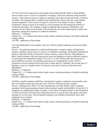 Test Bank for Global Marketing , 10th Edition - Page 16 preview image